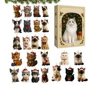Calendrier de l'Avent Chat | Compteur 2025 Chat Mignon 24 Jours Ornements | Décoration Festive pour Arbre Fête Maison Collectionneurs,Amateurs Animaux Adultes Décompte Charmant