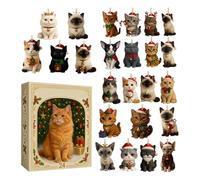 Calendrier de l'Avent Chat de Noël | 2025 Noël Advent 24 Jours Mignon Pendentif Chat Style 2D | Décoration Festive pour Arbre Fête Maison Collectionneurs,Pour Amoureux des Animaux Intérieur Extérieur