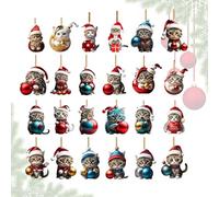 Calendrier De l'Avent Chat Décoration,Décorations Suspendables Chat Animal en Acrylique 2D | Calendrier Compte à Rebours 24 Jours, Pendentif Breloque Chaton pour Fenêtre Voiture Rétroviseur Arbre de N