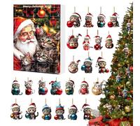 Calendrier De l'Avent Chat Décoration,Décorations Suspendables Chat Animal en Acrylique 2D | Calendrier Compte à Rebours 24 Jours, Pendentif Breloque Chaton pour Fenêtre Voiture Rétroviseur Arbre de N