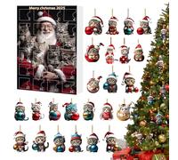 Calendrier De l'Avent Chat Décoration,Pendentif En Acrylique 2D Pour Décor De Rétroviseur Avec Chat - Calendrier Compte à Rebours 24 Jours, Pendentif Breloque Chaton pour Fenêtre Voiture Rétroviseur A