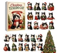 Calendrier de l'Avent Chat Décorations Mignonnes Chats en Acrylique 2D | Calendrier de Noël 24 Jours avec Ornements Pour Porte, Mur, Couronne, Cheminée, Célébrations, Présentation