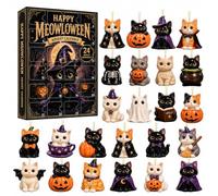 Calendrier de l'Avent Chat d'Halloween 24 jours Décorations à suspendre en acrylique Chatons mignons 24 pièces Joyeuse surprise d'Halloween Sablier 1 Minute Lot (One Size)