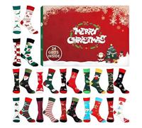 Calendrier de l'Avent | Chaussettes thématiques Compte à Rebours 24 Jours, Accessoire Festif Pour Homme Femme Jeune Famille | Cadeaux Pour Famille Amis Grand-père Fille