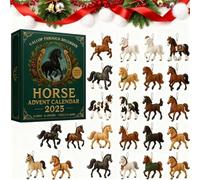 Calendrier de l'Avent Cheval 2025, Calendrier de l'Avent avec 24 figurines 3D uniques, Calendriers de l'Avent 2025, 24 jours de surprises festives, pour les amoureux des chevaux (1Pc)