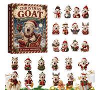 Calendrier de l'Avent Chèvre Collection 2D en Acrylique 24 Jours | Calendrier Mignon avec Ornements Animal Chèvre pour Collectionneurs Garçons Fête Sapin Porte Cheminée