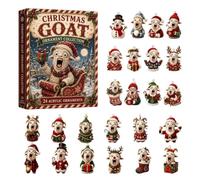 Calendrier de l'Avent Chèvre de Noël Collection 2D en Acrylique 24 Jours | Compte à rebours Noël avec mini figurines de chèvre pour les Amoureux des Animaux, Garçons, Fête, Mur, Porte,