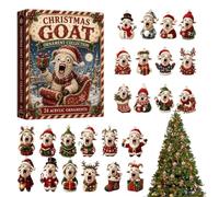 Calendrier de l'Avent Chèvre Souvenir d'hiver en acrylique 2D de 24 jours | Calendrier de l'Avent avec Figurines de Chèvre en Acrylique pour Amoureux des Animaux Branches