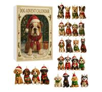 Calendrier de l'Avent Chien de Noël 2025 - Boîtes Mystères en Acrylique -Décoration Festive - Cadeau Idéal pour Enfants et Famille