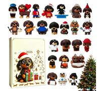 Calendrier de l'Avent Chien de Noël Figurines De Chien Mignonnes Pendentifs | 24 Jours de Jouet Animal à Compter pour Cheminée Fenêtre Mur Fête Bureau Maison Chambre