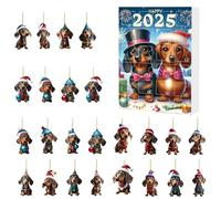 Calendrier de l'Avent Chien Teckel - Décorations de Noël Figures Jouet Teckel | Décoration Maison Mignon pour Fêtes Décembre Fenêtre Entrée Chambre
