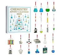 Calendrier de l'Avent chimie 2025, calendrier de Noël 24 jours avec pendentifs en acrylique 2D amusants, kit scientifique à suspendre pour les amateurs de chimie, garçons et filles (1 pièce)