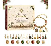 Calendrier de l'Avent chrétien : Bracelet à breloques (24 jours) (#A) | Bracelet à breloques et perles sur le thème de la foi chrétienne - Kit de création de bijoux DIY pour le compte à rebours