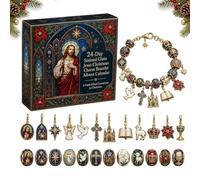 Calendrier de l'Avent chrétien : Bracelet à breloques (24 jours) (#C) | Bracelet à breloques et perles sur le thème de la foi chrétienne - Kit de création de bijoux DIY pour le compte à rebours