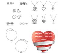 Calendrier de l'avent coffret coeur 14 bijoux - argenté et cristal