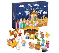 Calendrier de l'Avent Compte à Rebours | 2025 Jouets De La Crèche De L'Avent,Symboles Chrétiens Ornements De Table De Noël,Pour Chambre De Bambin Salon Salle De Classe Bureau Entrée Église