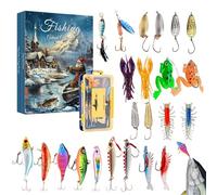 Calendrier De L'Avent Compte À Rebours | 24 Jours De Compte À Rebours Avec Appâts Réalistes | Set De Leurres Pour Eau Douce | Pour Pêcheurs Hommes Eau Douce Bar Poisson-Chat Truite Rivière Lac Étang R