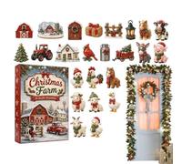 Calendrier de l'Avent Compte à rebours Acrylique 2D 24 Jours Animal De | Petits Festifs Décor Fermier Pour adultes fenêtre mur cheminée sapin maison