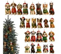 Calendrier De L'Avent,Compte À Rebours Avec Un Pendentif De Chien En Acrylique 2D | Ornement De Chien Pour 24 Jours | Pour Fête De Vacances Arbre Bureau Cheminée Fenêtre Porte Mur