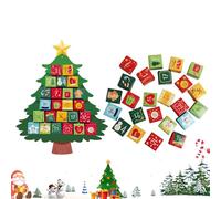 Calendrier de l'Avent, compte à rebours de 24 jours avec pendentifs de Noël, décoration de sapin de Noël faite à la main - pour vacances d'hiver, fête, voiture, fête de famille