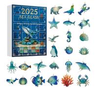 Calendrier de l'Avent - Compte à rebours de 24 jours pour les habitants de l'océan, décoration de vie marine, verre de mer | Calendrier de Noël à rebours d'animaux marins pour enfants et