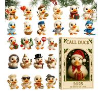 Calendrier de l'Avent compte à rebours de Noël - 2D plat en acrylique - Canard mignon - 24 jours avec chapeau pour sapin de Noël - Pour les familles et les amis et les amoureux - Saison de Noël à la
