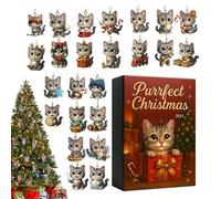 Calendrier de l'Avent compte à rebours de Noël - Cadeaux en acrylique 2D pour la période de l'Avent, compte à rebours - Bijoux mignons chats | Pour adultes et membres de la famille