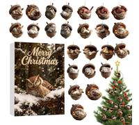 Calendrier de l'Avent Compte à Rebours | Décorations 2D Plaques Acrylique Avec Animaux Et Glands - 24 Jours Compte À Rebours De Noël Avec Pendentifs Animaux, Pour Salon Chambre Cuisine Entrée Port