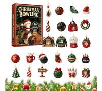 Calendrier de l'Avent compte à rebours en acrylique 2D avec motif bowling | Calendrier de l'Avent 24 jours pour appartement, chambre, maison, dortoir d'étudiant et fête de Noël