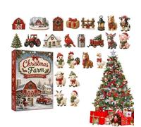 Calendrier de l'Avent Compte à rebours Figurines animaux ferme mini en | Petits Festifs Décor Fermier Pour adultes fenêtre mur cheminée sapin maison