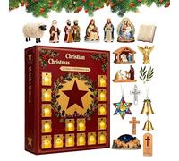 Calendrier De L'Avent Compte À Rebours - Figurines Chrétiennes 2D - Ornements Religieux Pour Sapin De Noël,Pour Salon Chambre Bureau Église Étagère Fenêtre Porte Vacances Anniversaire Fête