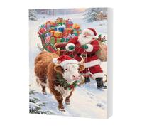 Calendrier de l'Avent compte à rebours jusqu'à Noël | Adorable décoration de l'Avent 2D en acrylique Highland vache - 24 jours de compte à rebours de Noël Highland Cow ornements | Pour arbre, branches