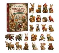 Calendrier de l'Avent Compte à rebours Noël 24 jours 2D Acrylique Mini | Décoration murale miniature animaux pour adultes enfants fenêtre porte cheminée couloir bureau