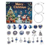 Calendrier de l'Avent compte à rebours, pendentifs breloques bracelets et boucles d'oreilles - Ensemble de colliers de Noël de 24 jours | Pour les vacances, Halloween, Thanksgiving, Pâques