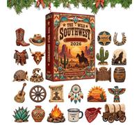 Calendrier de l'Avent Compte à Rebours pour Noël Panneaux Western Vintage | 24 Pièces Ornements Thème Cowboy Pour Sapin Mur Porte Maison Breloque De Sac Salon Fête Salle De ow-boy occidental