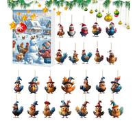 Calendrier de l'Avent Coq - Suspension Calendrier Compte à Rebours 24 Jours avec Pendentif Coq,Décoration Festive En Acrylique 2D Pour Mur Rassemblement Maison Fête Party