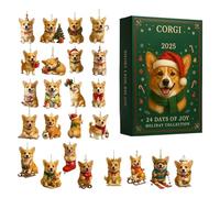 Calendrier De L'avent Corgi 2025 Avec 24 Pendentifs Corgi En Acrylique, 24 Jours Chiens Ornements Noël Calendrier 2025, 2D Animaux Corgis Pendant Calendriers L'Avent Pour Murs, Fenêtres, Sapins