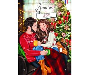 Calendrier de l'Avent Couple | 25 défis tendres Avant ou Après Noël | Compte à rebours 25 jours pour Adultes | 25 cases à ouvrir Format A3 | Chevalet Inclus