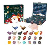 Calendrier de l'avent Cristal 2025, 24 Jours Advent Calendar Cristaux Minéraux,Pierre Naturelle de Guérison des Chakras, Fabrication Bijoux Filles Garçons Cadeau (B)