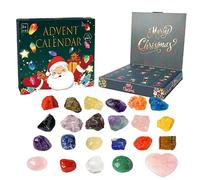 Calendrier de l'avent Cristal 2025, 24 Jours Advent Calendar Cristaux Minéraux,Pierre Naturelle de Guérison des Chakras, Fabrication Bijoux Filles Garçons Cadeau (A)