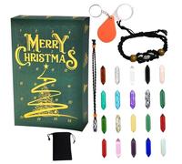 Calendrier de l'Avent Crystal, Crystal Gemstones Advent Calendar 2024, 24 jours Calendrier à rebours de Noël avec pierre, collier et support de bracelet, Crystal naturel pour l'apprentissage