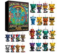 Calendrier de l'Avent Dancing Bears, 24 Mini Ornements Oursons pour Décorer le Sapin de Noël, Compte à Rebours Jusqu'à Noël Ours Dansants Figurines Classiques à Collectionner, Décorations pour Sapin