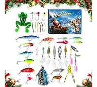 Calendrier de l'Avent d'Appâts de Pêche 24 Jours d'Appâts de Noël pour | Compte à Rebours de Leurres de Pêche Pour grand-père mari petit ami débutant ou expérimenté lac étang