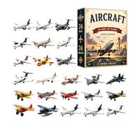 Calendrier de l'Avent d'avion 24 jours en acrylique avec mini modèles | Recouvre chaque jour un nouveau design d'avion ; parfait comme cadeau décoratif et jouet éducatif pour chambre d'enfant