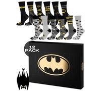 Calendrier de l'Avent DC Comics Batman Chaussettes Homme Cadeaux Rigolo Sac Cadeau Coton Chaussette 12 Paires 40-45 Batman 12 Paires