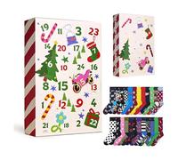 Calendrier de l'Avent de 24 jours avec chaussettes en cadeau, calendrier de Noël surprenant avec 12 paires, calendrier de l'Avent de chaussettes de Noël 2025, boîte de cadeaux de chaussettes colorées
