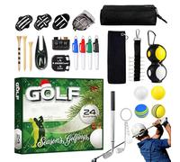 Calendrier de l'Avent de 24 jours avec tees de golf, balles, outils et accessoires, collection de cadeaux de qualité supérieure | Cadeau unique pour adultes, hommes, père, lui, amis et famille
