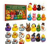 Calendrier de l'Avent de 24 jours - Ensemble de décorations de Noël en acrylique avec doigt d'honneur amusant en forme de canard