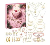 Calendrier de l'avent de bijoux 2025 pour les femmes adolescentes | Calendrier de compte à rebours de Noël avec cadeau de bijoux, calendrier des boucles d'oreilles de collier à 24 grilles