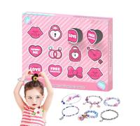 Calendrier de l'Avent de bijoux de Noël, kit de fabrication de bracelets à breloques | 12 grilles d'accessoires de calendrier de l'avent, fournitures de fêtes de vacances pour faire semblant